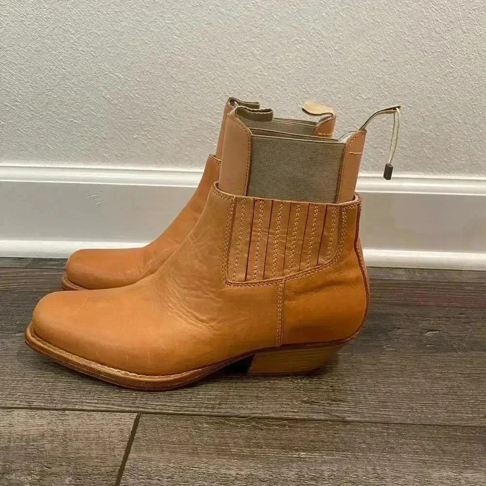 NWT Maison Margiela Womens MM6 Western Ankle Boots Leather Apricot EU 37 $870